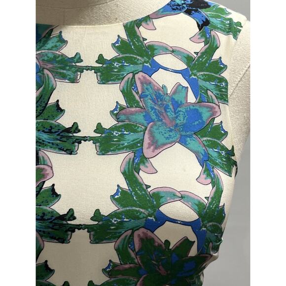 M Missoni Multicolor Blue Green Floral Silk Sleeveless Mini Dress 36/US 6/Small - Picture 7 of 15